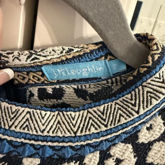 J. McLaughlin Blue and White Patterned Dress - Picture 3 of 3